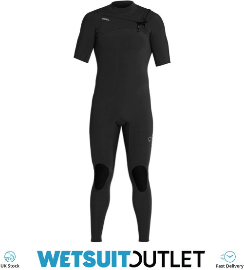 2023 Xcel Mens Comp 2mm Chest Zip Short Sleeve Wetsuit MN22ZXC0 Black